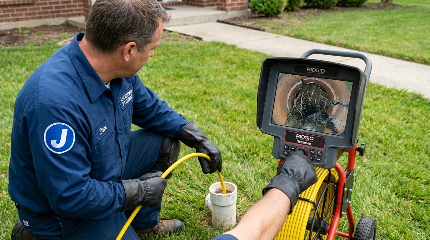 Sewer camera inspection being performed by Johns Plumbing LLC in Stone Mountain