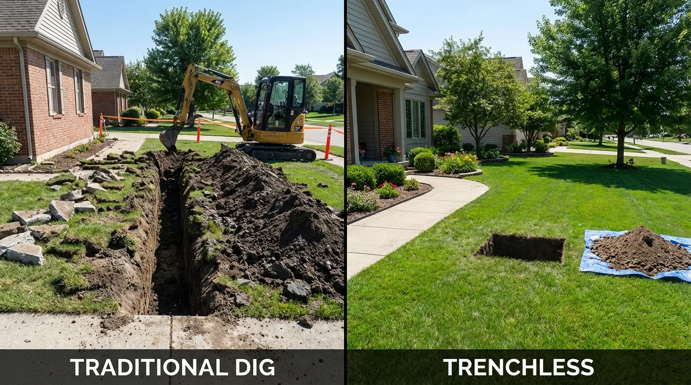 Trenchless sewer repair with minimal yard damage versus traditional excavation in Stone Mountain, GA